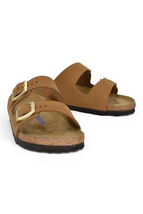 Ciabatta donna BIRKENSTOCK in camoscio colore cuoio. BIRKENSTOCK- | ARIZONA SFB MINK NUBUCK-CUOIO